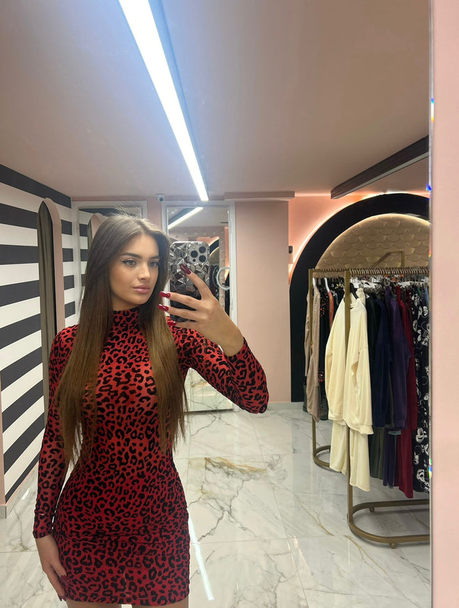Leopard red dress
