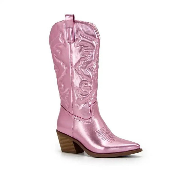 Metallic boots pink