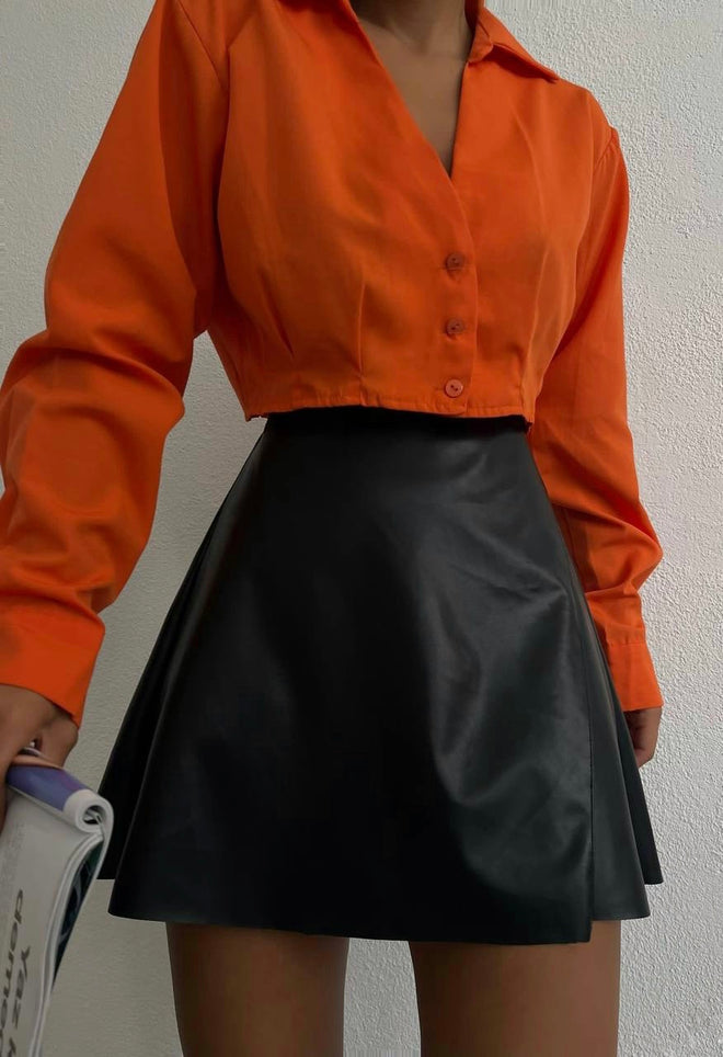 Leather Mini Skirt - Black