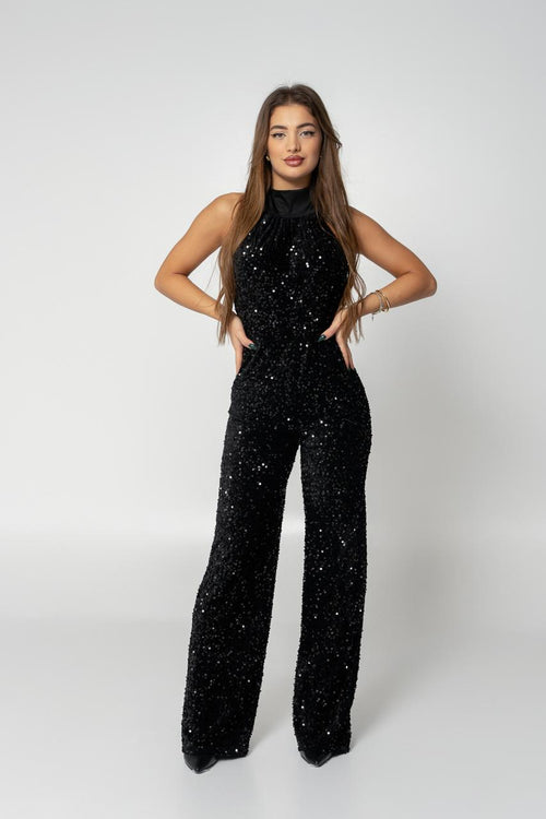 black glittery jumpsuit