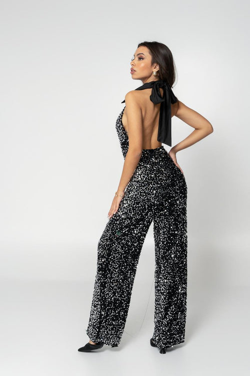 dark gray glittery jumpsuit