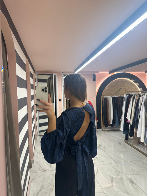 open back blue top