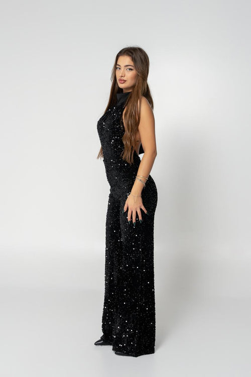 black glittery jumpsuit