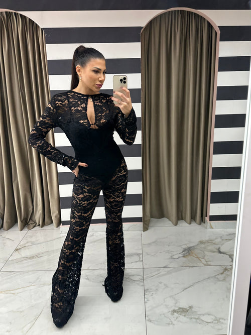 funu black see through jumpsuit