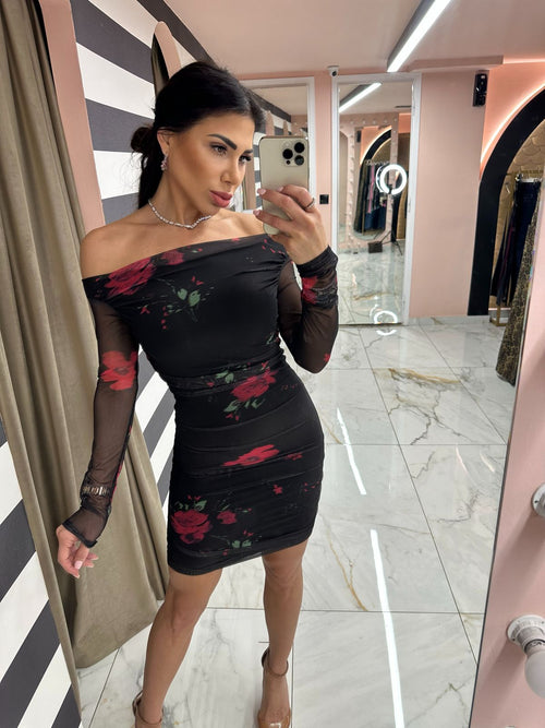 Flower black dress