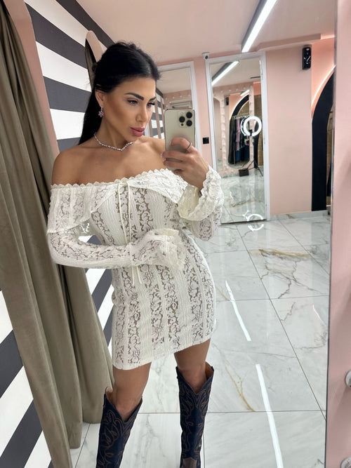 Lace white mini dress