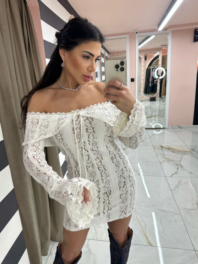 Lace white mini dress