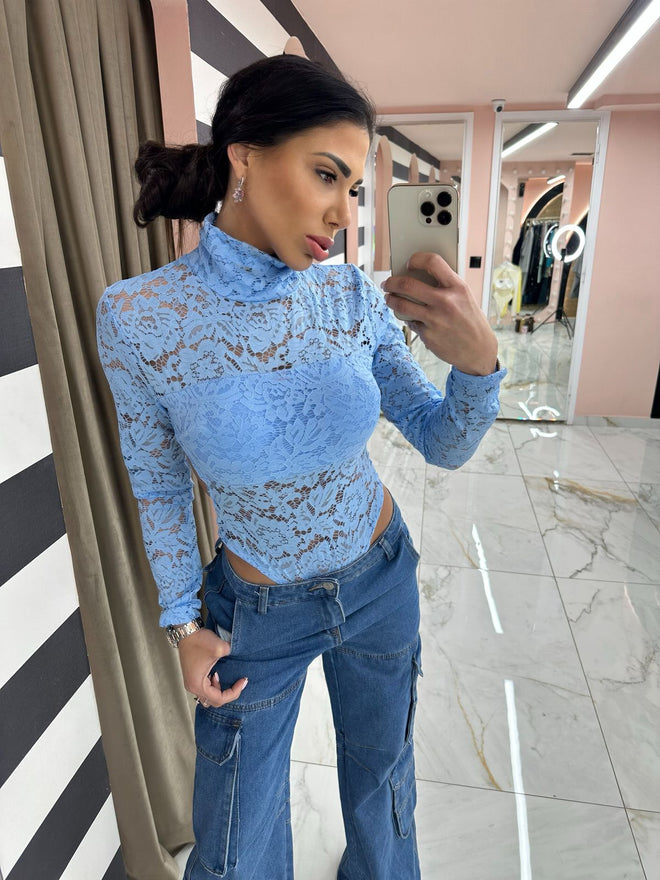 Lace bodysuit light blue