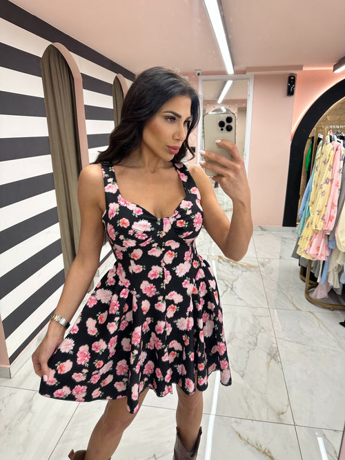 Lola’s black flower dress