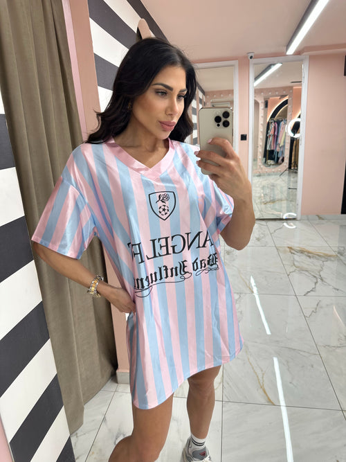 Pink baby blue lines t shirt