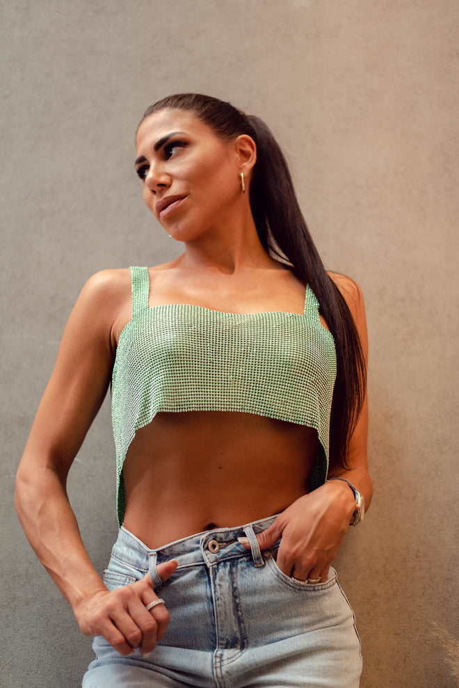 Glitter Green Crop Top