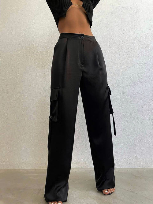 Satin Cargo Pants