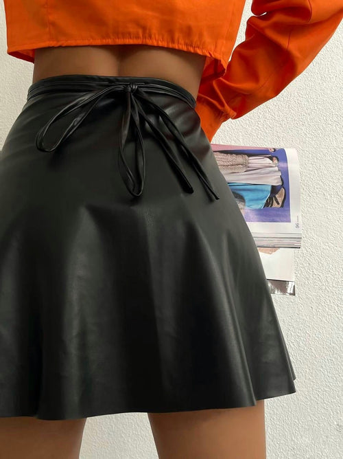 Leather Mini Skirt - Black