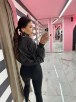 Μαύρο cargo bomber jacket - Image 2