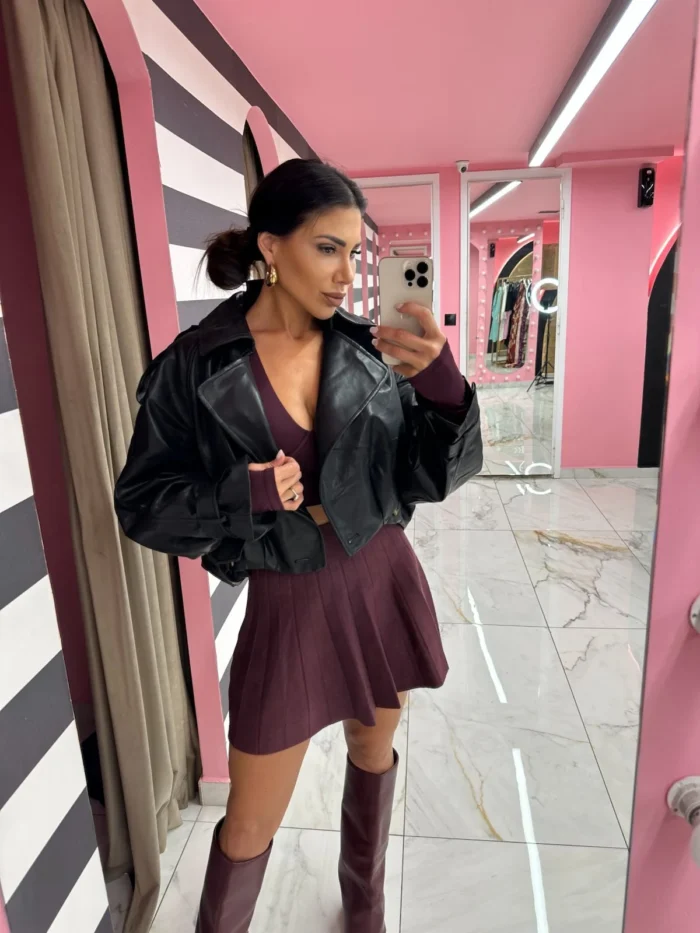 Cropped Trench Jacket – Black - Image 3