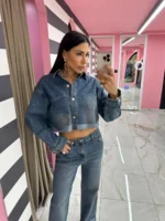 Sparkle Denim Jacket (Medium Blue)