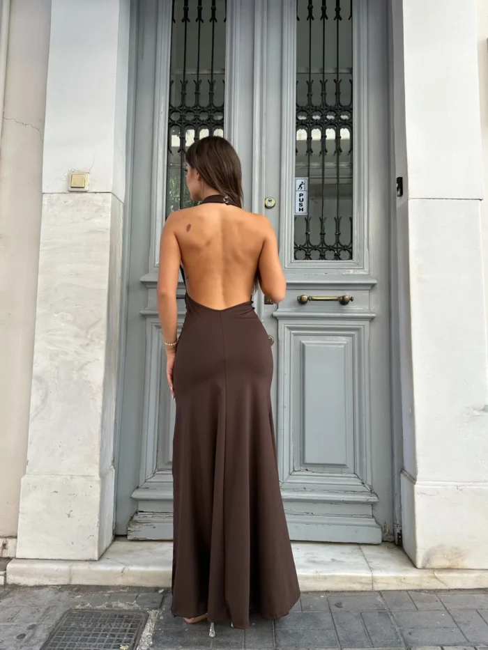Chocolate Elegance Maxi Dress - Image 2