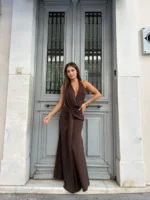Chocolate Elegance Maxi Dress