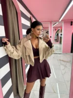 Cropped Trench Jacket – Beige