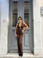 Bold Lace Jumpsuit – Καφέ - Image 3