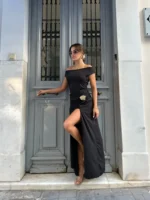 Elegant Rose Maxi Dress – Μαύρο