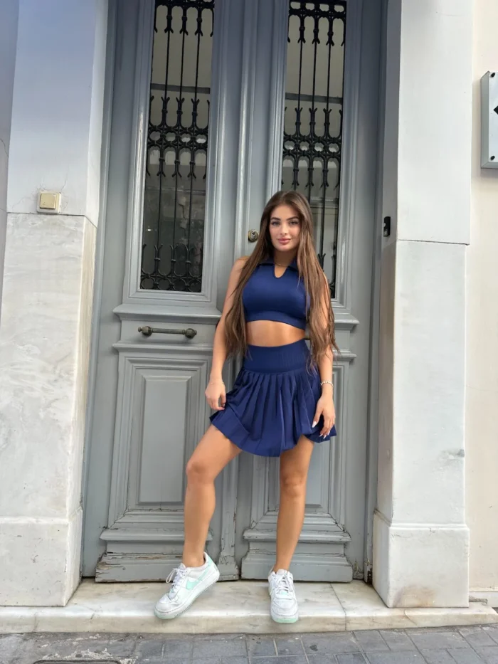 Midnight Blue – Πλισέ Sporty Chic Set - Image 2