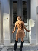 Latte Suede Shirt Dress - Image 2