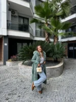 Πλεκτή Μακριά Ζακέτα με Αληθινή Γούνα Αλεπούς - Image 2