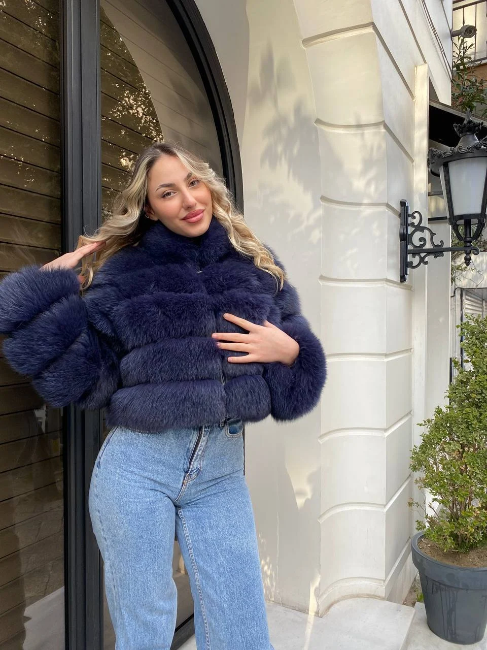 0-02-05-1b0c61d8a2a25cc69b3d4888b0ff428b1dcbd57dfb9a2aeb68c94a2b9ef1521b_22371e16f1f Midnight Navy Fox Fur Jacket - Image 1