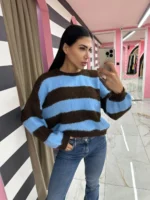 Sweater Sky Stripes – Γαλάζιο / Καφέ