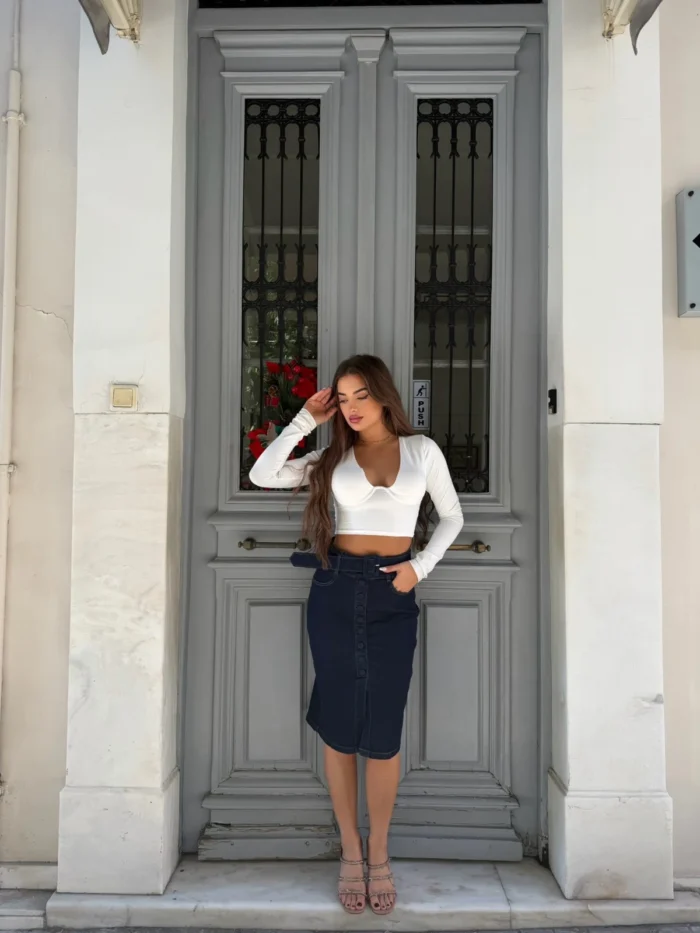 Deep Denim Midi Skirt - Image 2