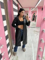 Leather Touch Trench – Μαύρη