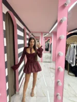 Wine Corset Lace Mini