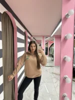 Beige Palm Zip Sweat