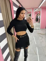 Black Fringe Skirt