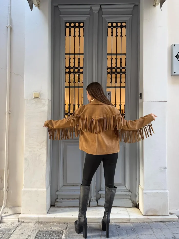 Camel Fringe Jacket - Image 2