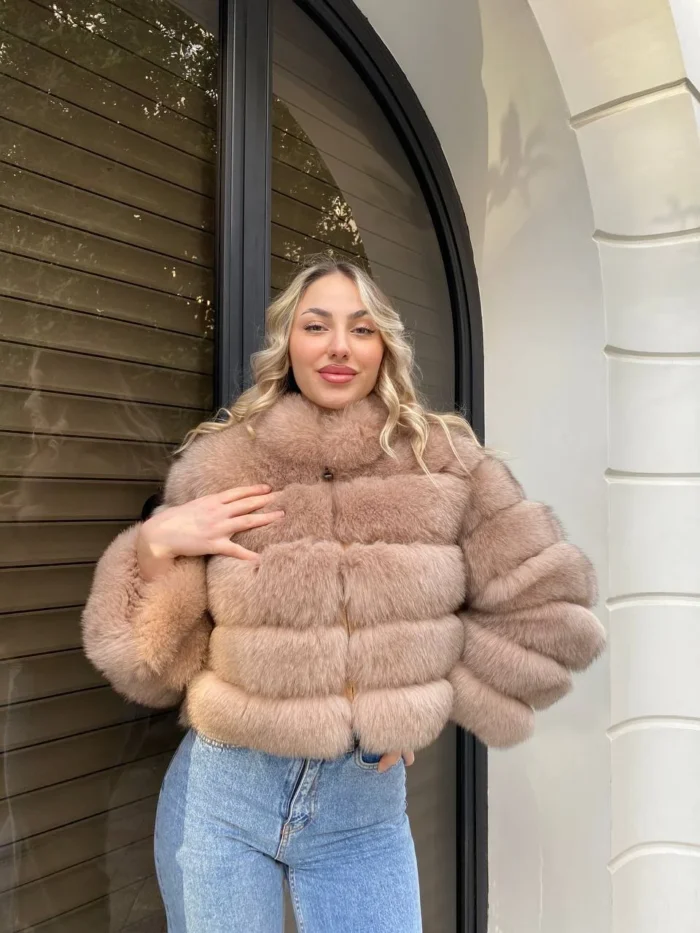 Luxe Sand Fox Fur Jacket - Image 2