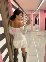 White Romance Mini Dress - Image 2