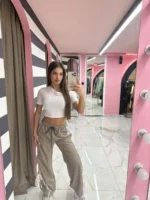 Beige Soft Wide Leg Pants