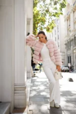 Pink Blossom Fox Fur Jacket - Image 2