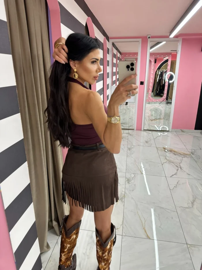 Mocha Fringe Skirt - Image 2