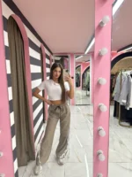 Beige Soft Wide Leg Pants - Image 3