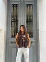 Bloom Shine Top Brown