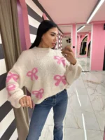 Bow Dream Sweater – Εκρού / Ροζ