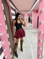 Wine Twist Skirt-Shorts