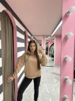 Beige Palm Zip Sweat - Image 2