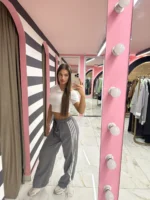 Grey Soft Wide Leg Pants - Image 3