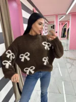 Bow Dream Sweater – Καφέ σκούρο