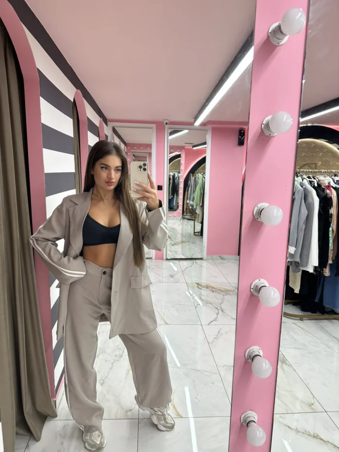 Sleek Taupe Suit Set - Image 2