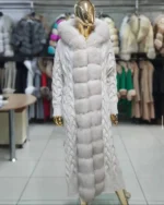 Πλεκτή Μακριά Ζακέτα με Αληθινή Γούνα Αλεπούς - Image 4